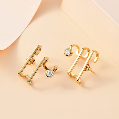 Moissanite 2.00 ctw Fancy Earrings in Vermeil Yellow Gold Over Sterling Silver