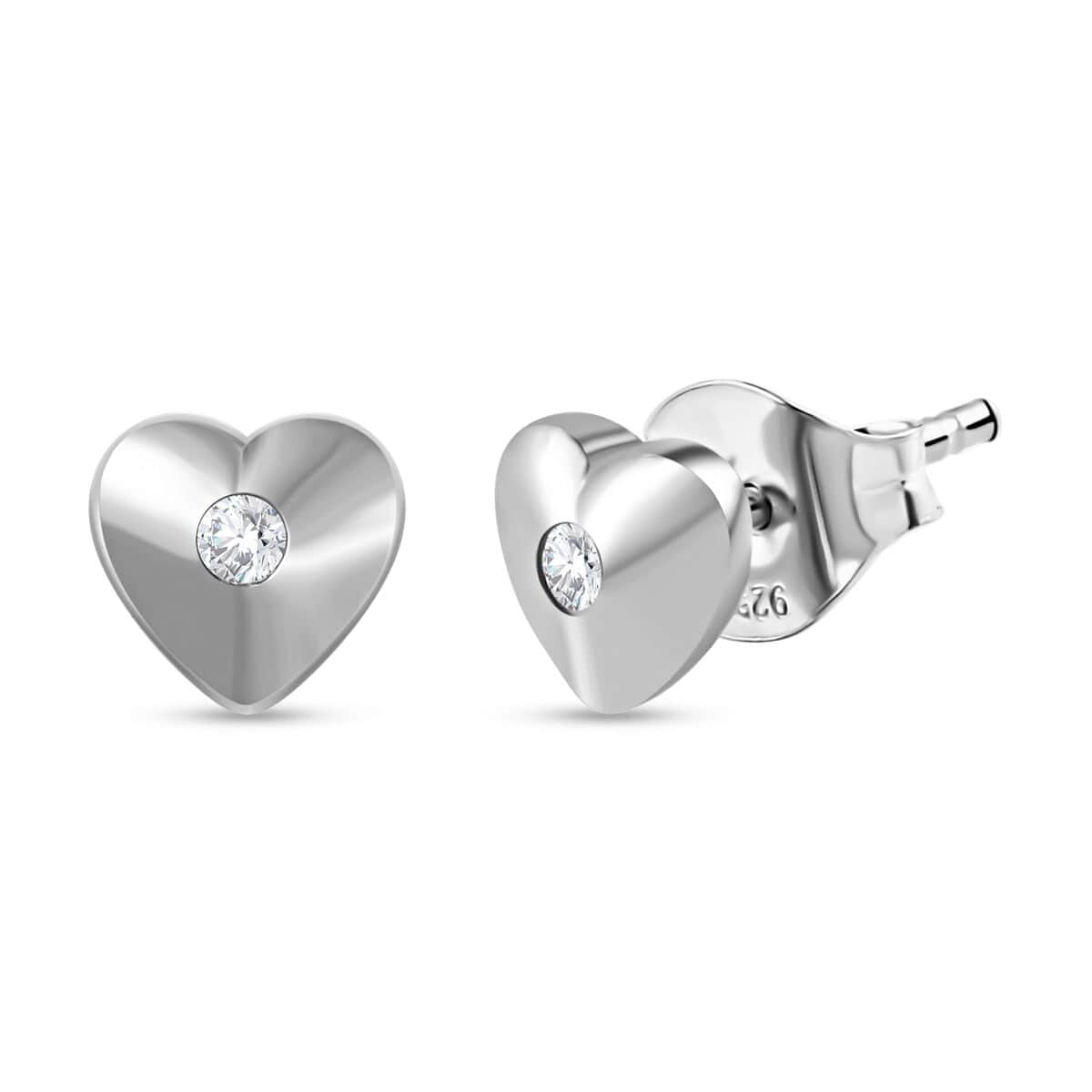Diamond Accent Heart Stud Earrings in Platinum Over Sterling Silver image number 0
