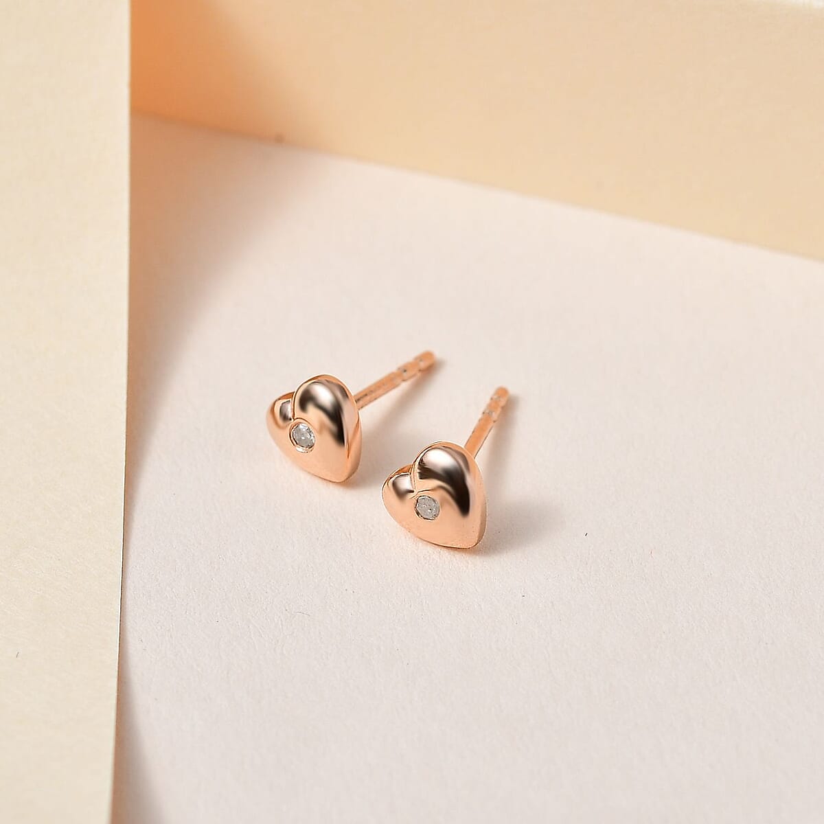 Diamond Accent Heart Stud Earrings in Vermeil Rose Gold Over Sterling Silver image number 1
