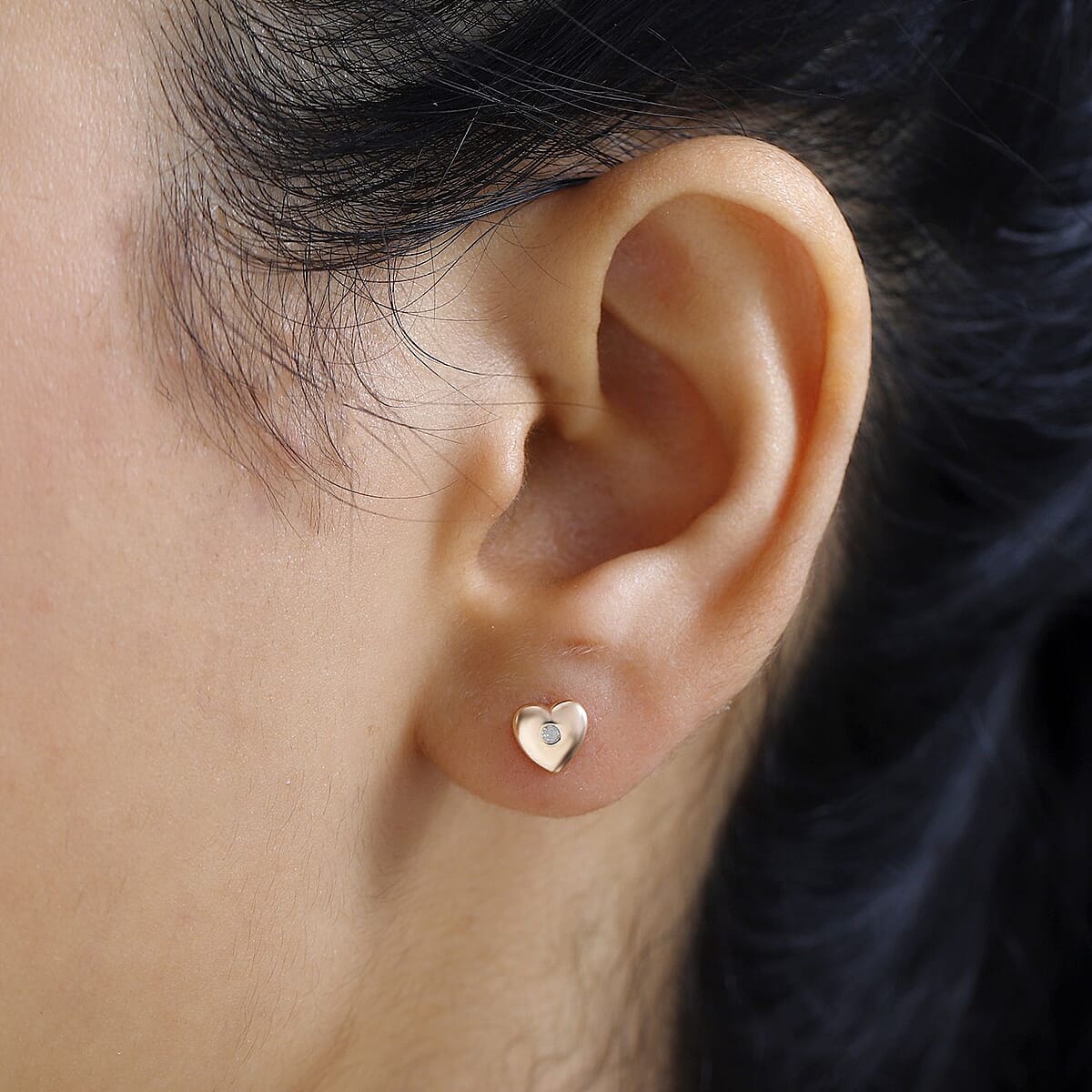 Diamond Accent Heart Stud Earrings in Vermeil Rose Gold Over Sterling Silver image number 2