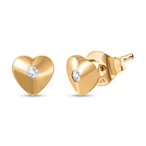 Diamond Accent Heart Stud Earrings in Vermeil Yellow Gold Over Sterling Silver