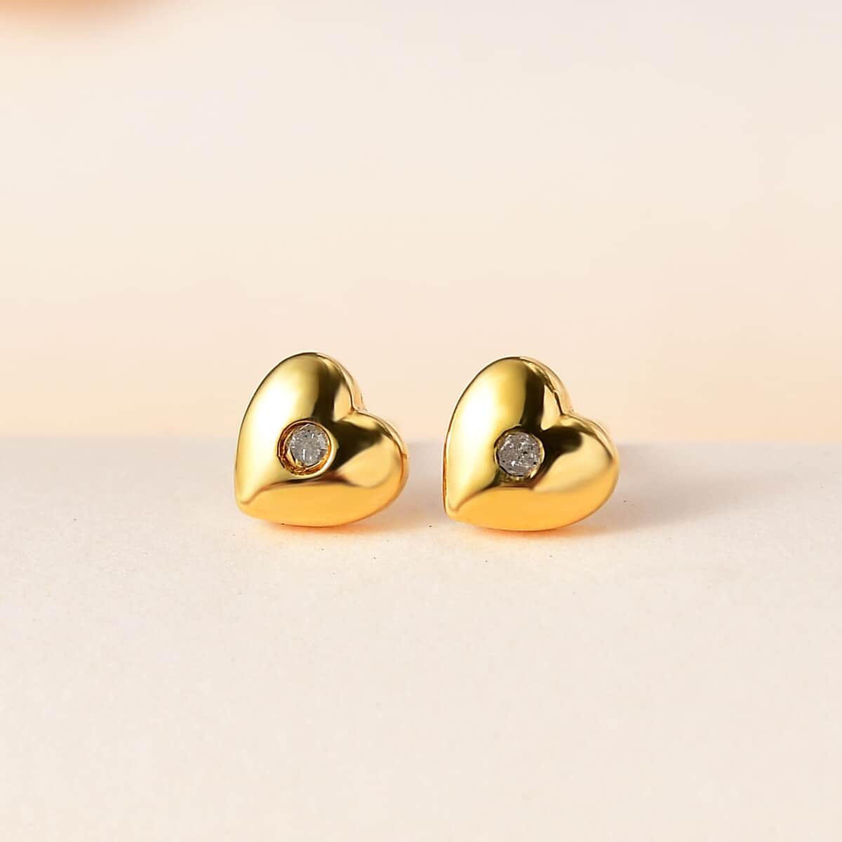 Diamond Accent Heart Stud Earrings in Vermeil Yellow Gold Over Sterling Silver image number 1