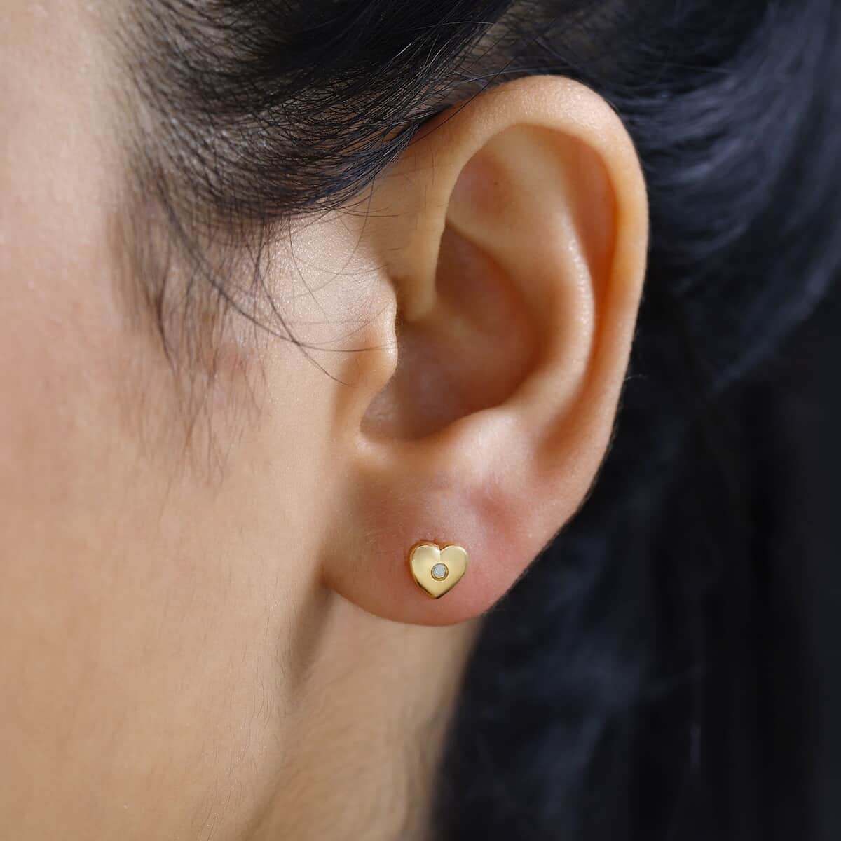 Diamond Accent Heart Stud Earrings in Vermeil Yellow Gold Over Sterling Silver image number 2