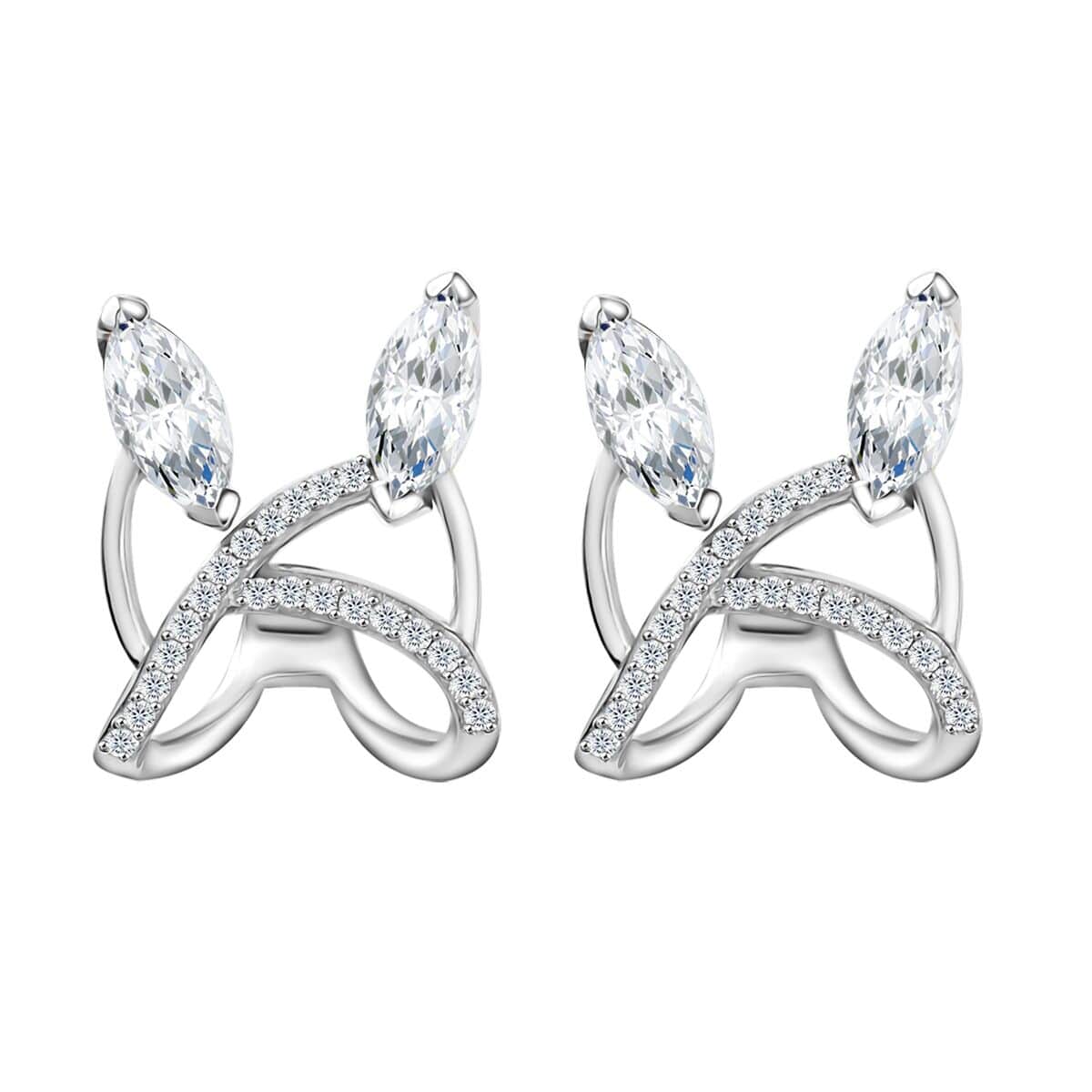 Moissanite 2.55 ctw Earrings in Platinum Over Sterling Silver  image number 0