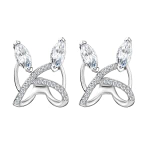 Moissanite 2.55 ctw Earrings in Platinum Over Sterling Silver 