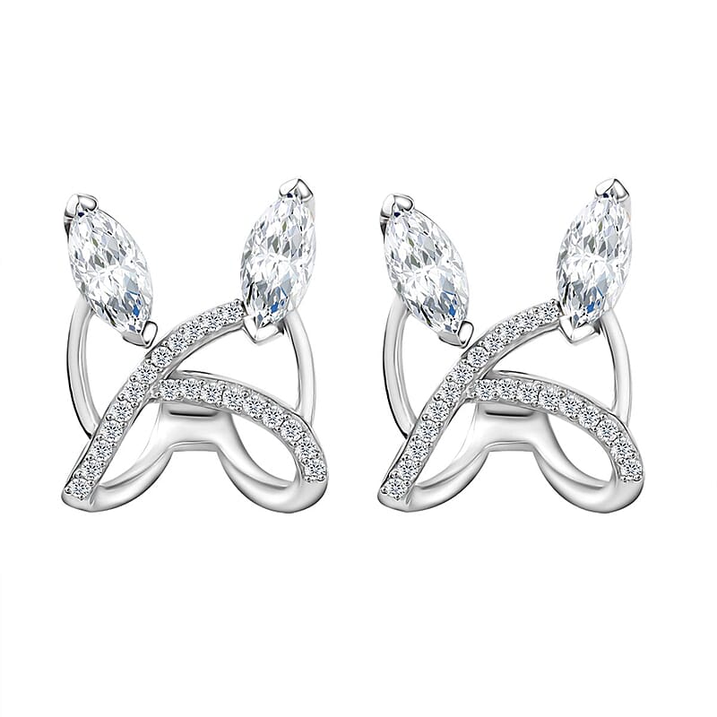 D'Joy Moissanite 2.55 ctw Earrings in Platinum Over Sterling Silver 