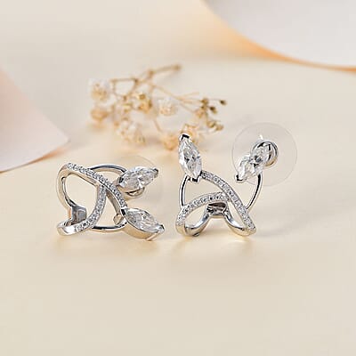 D'Joy Moissanite 2.55 ctw Earrings in Platinum Over Sterling Silver 