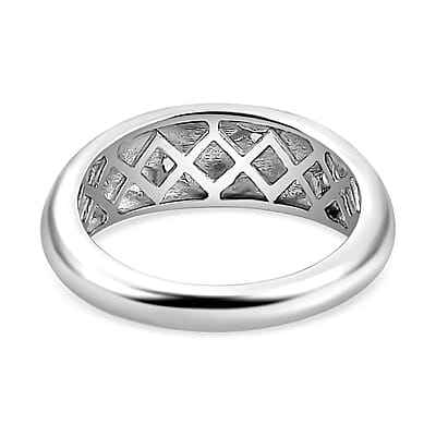 Diamond Bold Stars Band Ring in Platinum Over Sterling Silver (Size 6.0) 0.05 ctw
