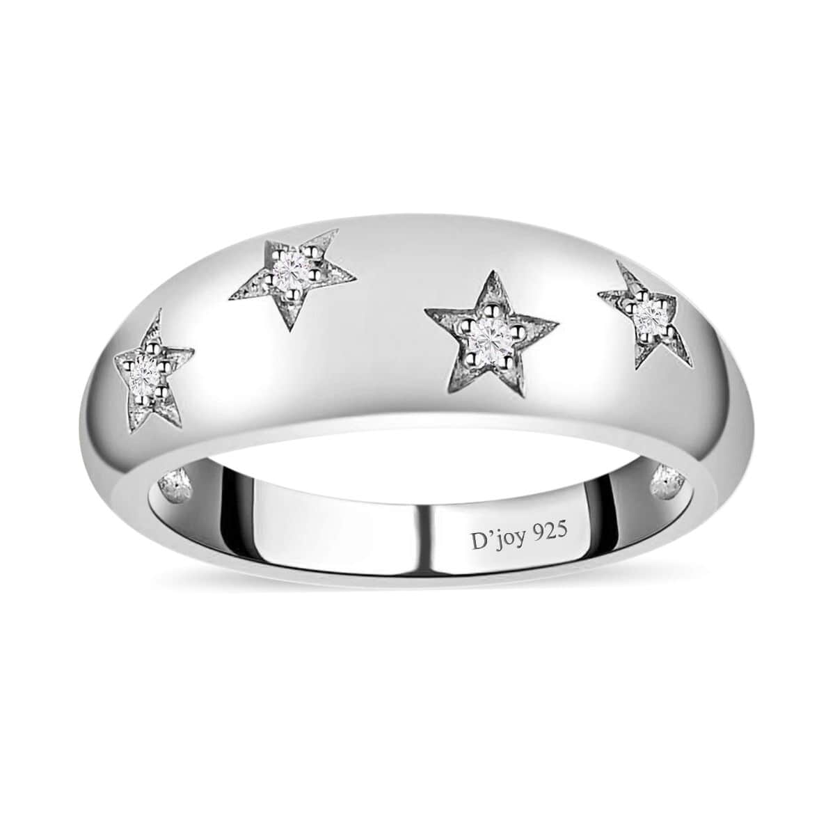 Diamond Bold Stars Band Ring in Platinum Over Sterling Silver (Size 7.0) 0.05 ctw image number 0