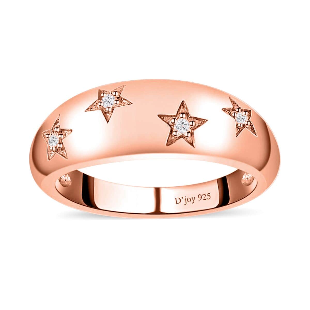 Diamond Bold Stars Band Ring in Vermeil Rose Gold Over Sterling Silver (Size 6.0) 0.05 ctw image number 0