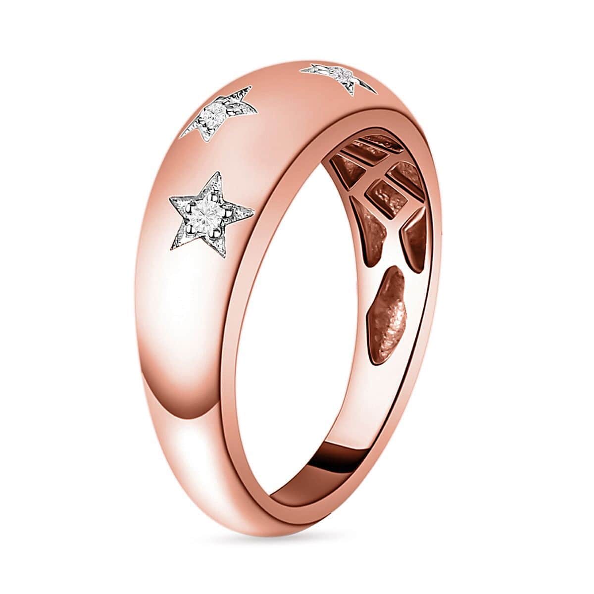 Diamond Bold Stars Band Ring in Vermeil Rose Gold Over Sterling Silver (Size 7.0) 0.05 ctw image number 3