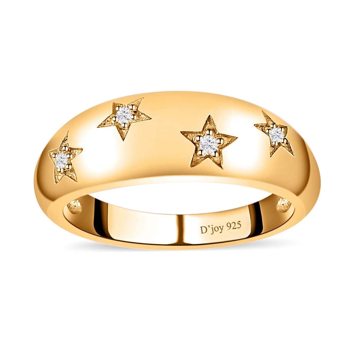 Diamond Bold Stars Band Ring in Vermeil Yellow Gold Over Sterling Silver (Size 7.0) 0.05 ctw image number 0