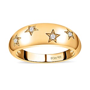 Diamond Bold Stars Band Ring in Vermeil Yellow Gold Over Sterling Silver (Size 7.0) 0.05 ctw