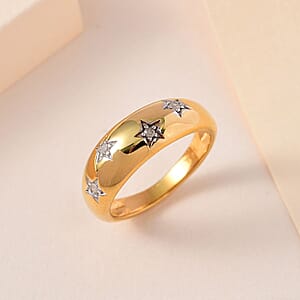 Diamond Bold Stars Band Ring in Vermeil Yellow Gold Over Sterling Silver (Size 7.0) 0.05 ctw