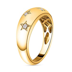 Diamond Bold Stars Band Ring in Vermeil Yellow Gold Over Sterling Silver (Size 7.0) 0.05 ctw