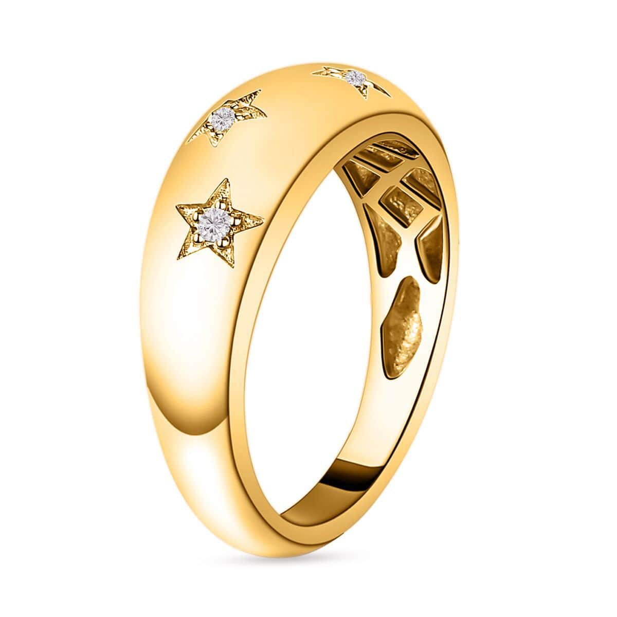 Diamond Bold Stars Band Ring in Vermeil Yellow Gold Over Sterling Silver (Size 8.0) 0.05 ctw image number 3