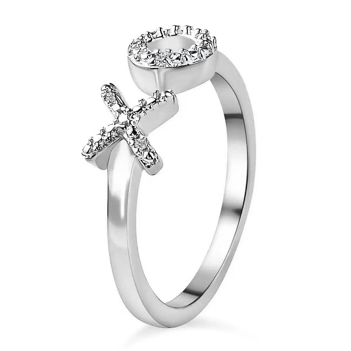 White Diamond Accent XO Ring in Platinum Over Sterling Silver (Size 6.0)