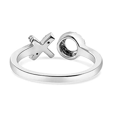 White Diamond Accent XO Ring in Platinum Over Sterling Silver (Size 6.0)
