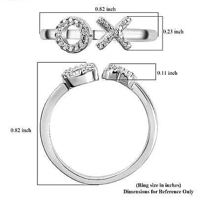 White Diamond Accent XO Ring in Platinum Over Sterling Silver (Size 6.0)