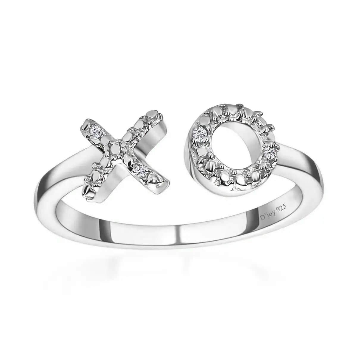 White Diamond Accent XO Ring in Platinum Over Sterling Silver (Size 8.0) image number 0