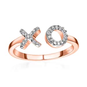 Mother’s Day Gift Diamond Accent XO Open Band Ring in Vermeil Rose Gold Over Sterling Silver (Size 6.0)