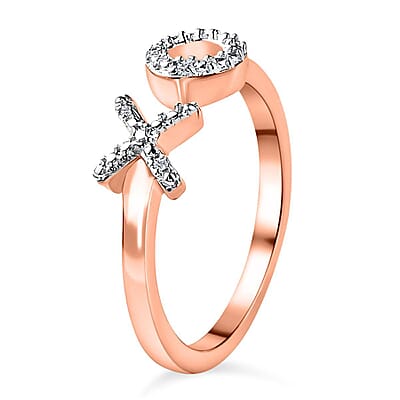 Diamond Accent XO Open Band Ring in Vermeil Rose Gold Over Sterling Silver (Size 6.0)
