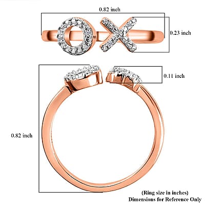 Diamond Accent XO Open Band Ring in Vermeil Rose Gold Over Sterling Silver (Size 6.0)