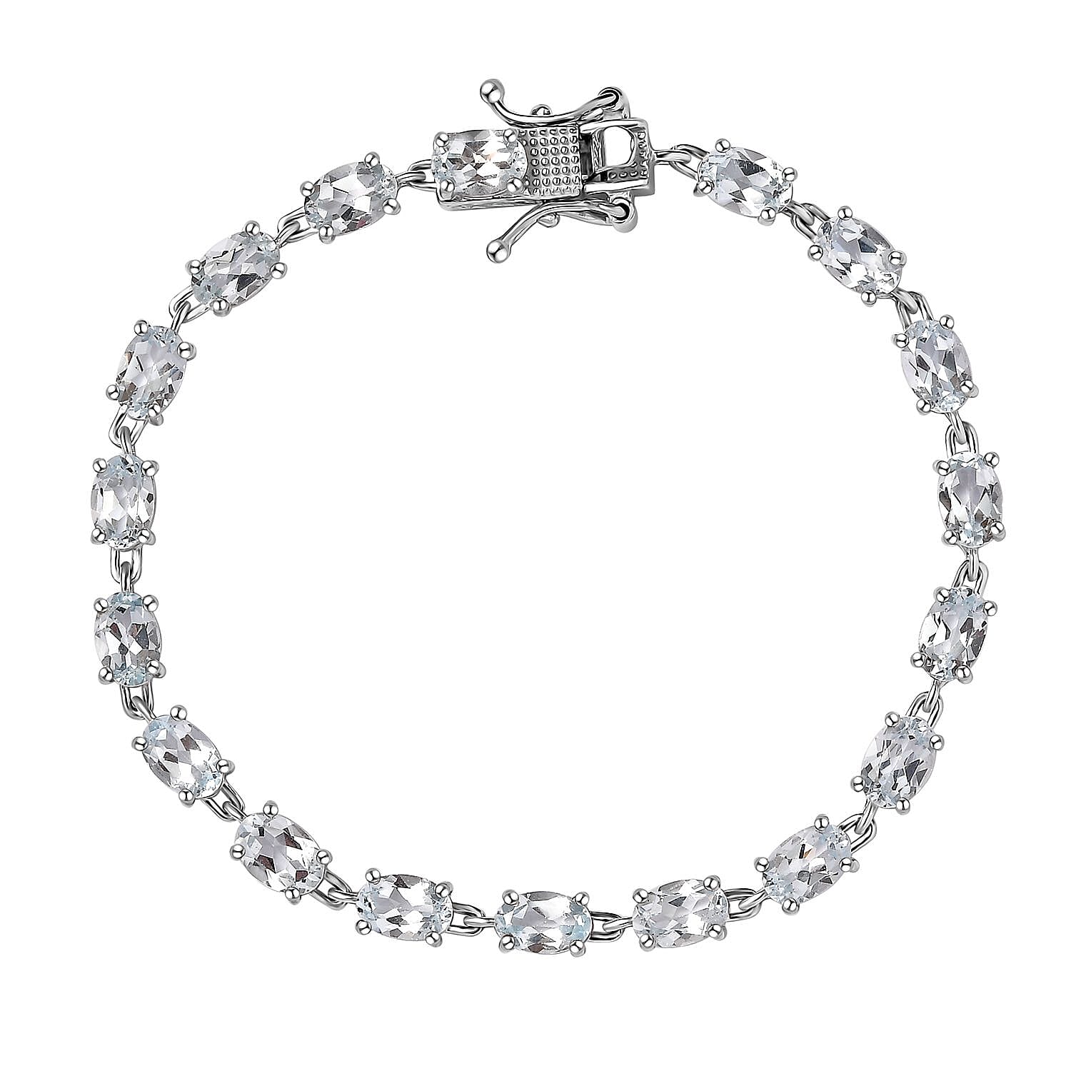 Blue Topaz Bracelet in Platinum Over Sterling Silver (6.50 In) 9.90 ctw