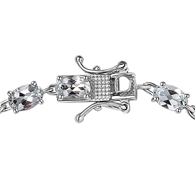 Blue Topaz Bracelet in Platinum Over Sterling Silver (6.50 In) 9.90 ctw