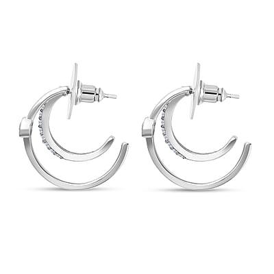 Moissanite Multi Row Earrings in Platinum Over Sterling Silver 0.65 ctw