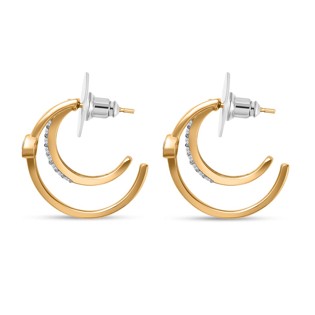 Moissanite Multi Row Earrings in Vermeil Yellow Gold Over Sterling Silver 0.65 ctw image number 3