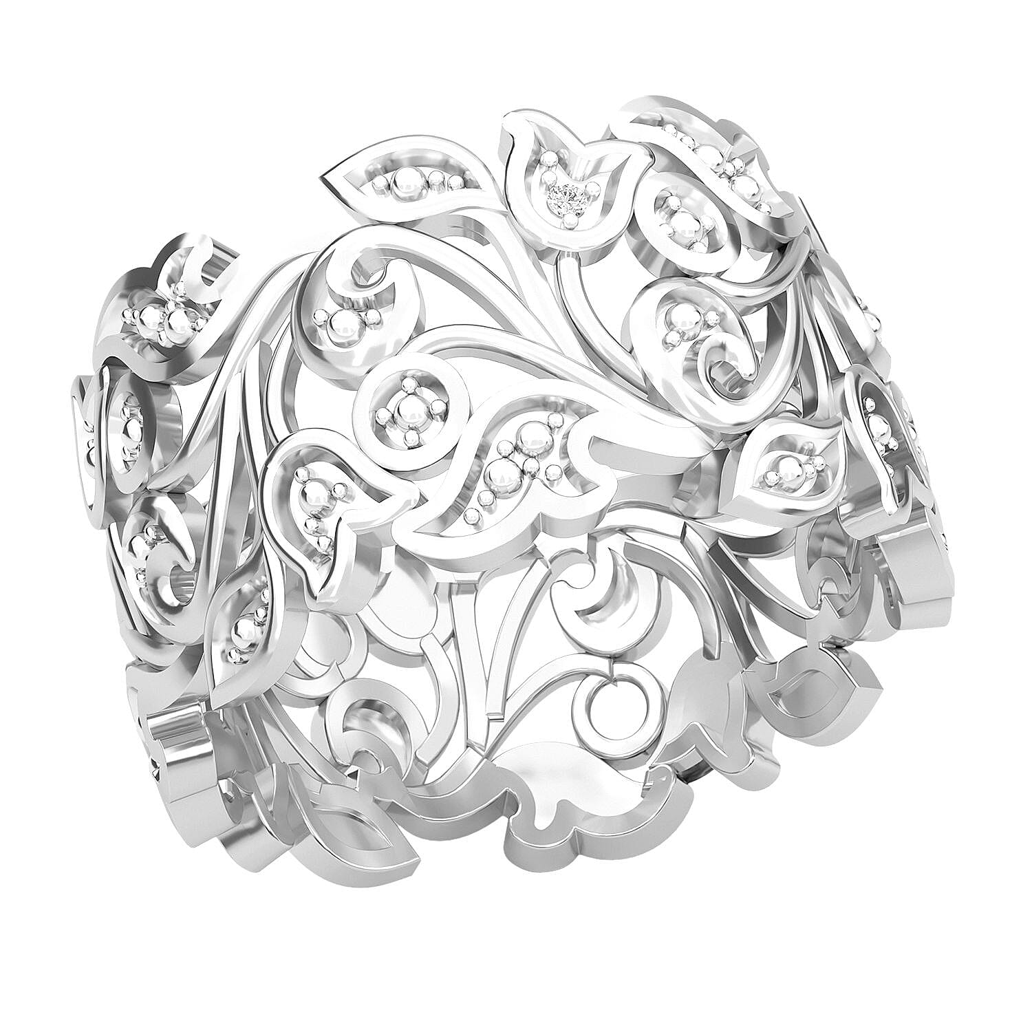 White Diamond Accent Ring in Platinum Over Sterling Silver (Size 6.0)