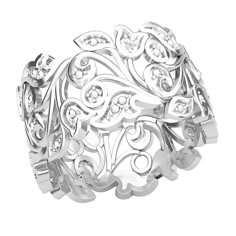 White Diamond Accent Ring in Platinum Over Sterling Silver (Size 6.0)