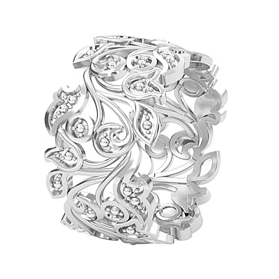 White Diamond Accent Ring in Platinum Over Sterling Silver (Size 6.0)
