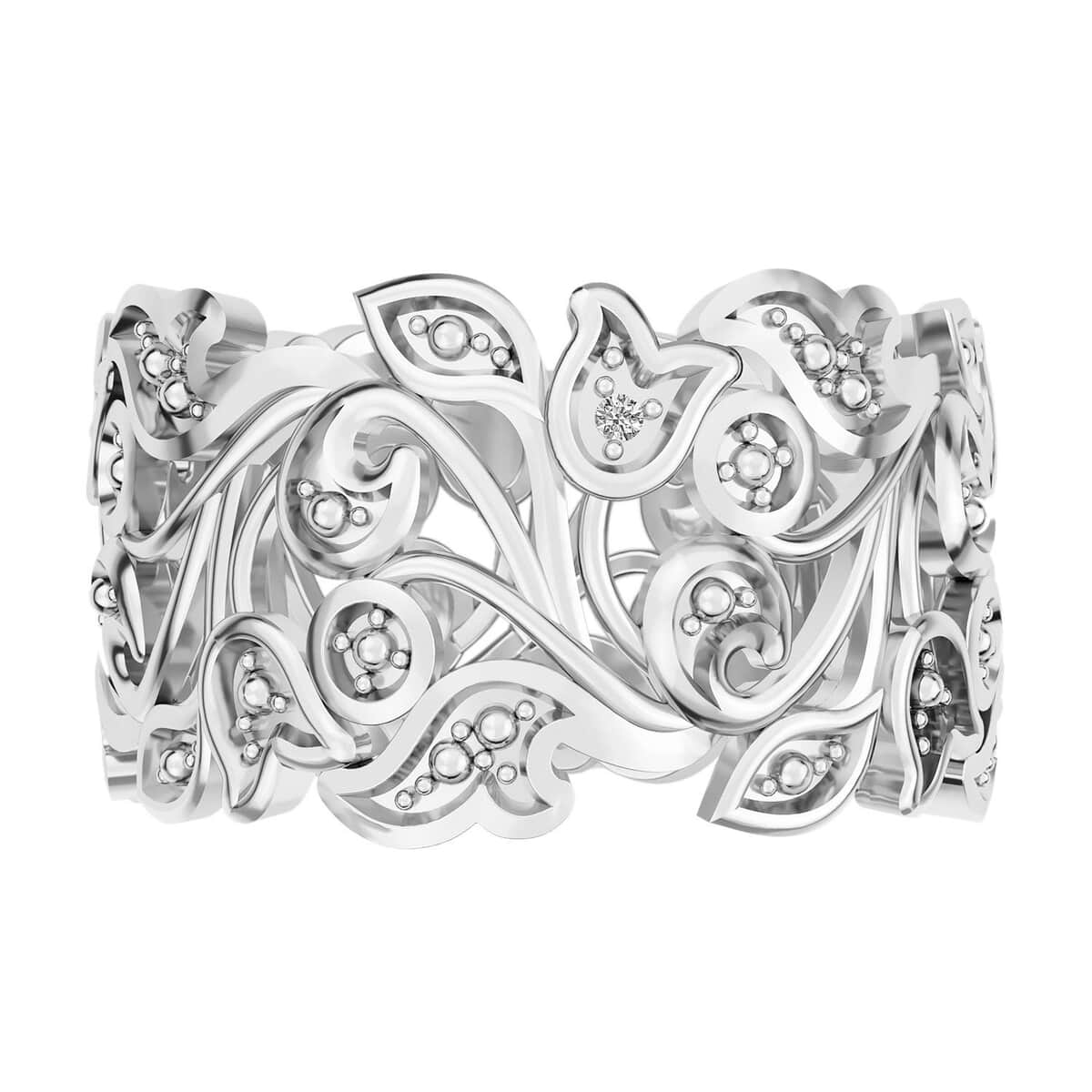 White Diamond Accent Ring in Platinum Over Sterling Silver (Size 6.0) image number 4