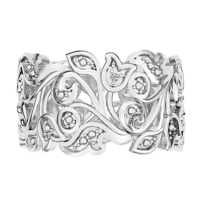 White Diamond Accent Ring in Platinum Over Sterling Silver (Size 6.0)