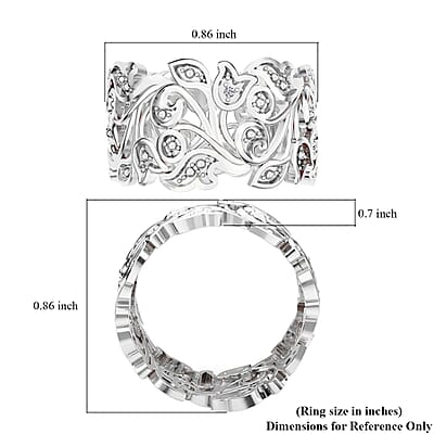 White Diamond Accent Ring in Platinum Over Sterling Silver (Size 6.0)