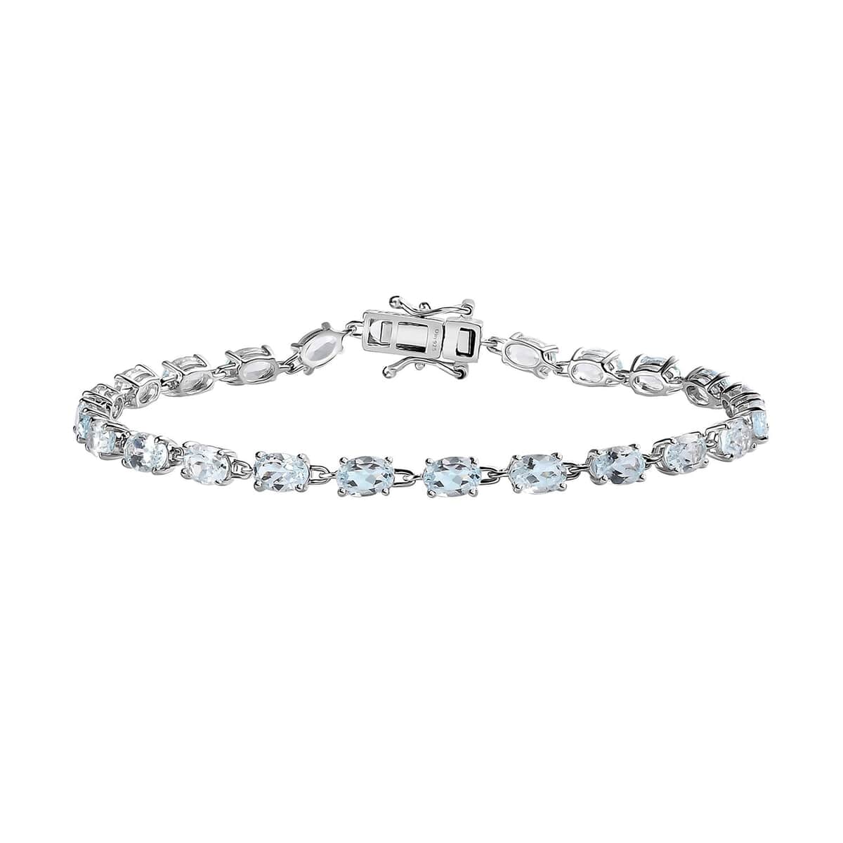 Blue Topaz Bracelet in Platinum Over Sterling Silver (8.00 In) 12.00 ctw image number 0