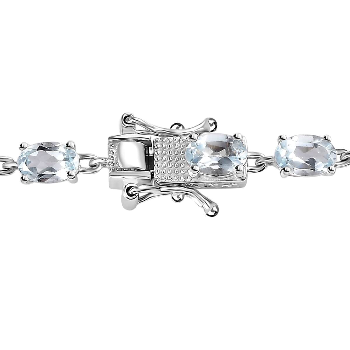 Blue Topaz Bracelet in Platinum Over Sterling Silver (8.00 In) 12.00 ctw image number 3
