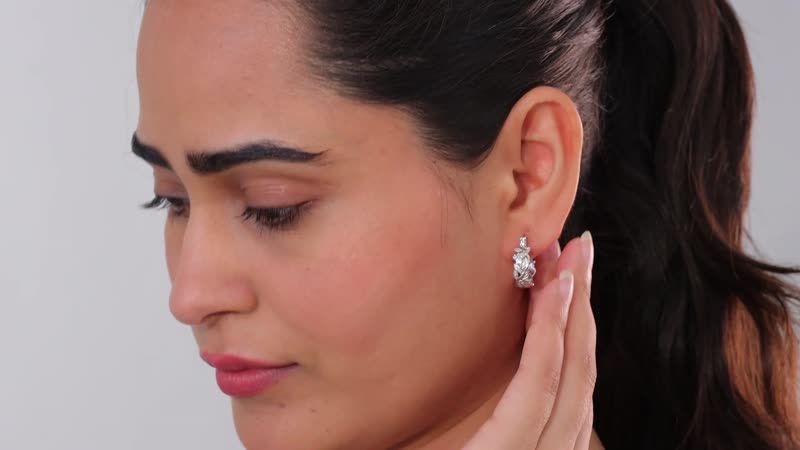 Diamond Accent Hoop Earrings in Platinum Over Sterling Silver
