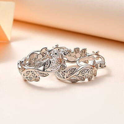 Diamond Accent Hoop Earrings in Platinum Over Sterling Silver