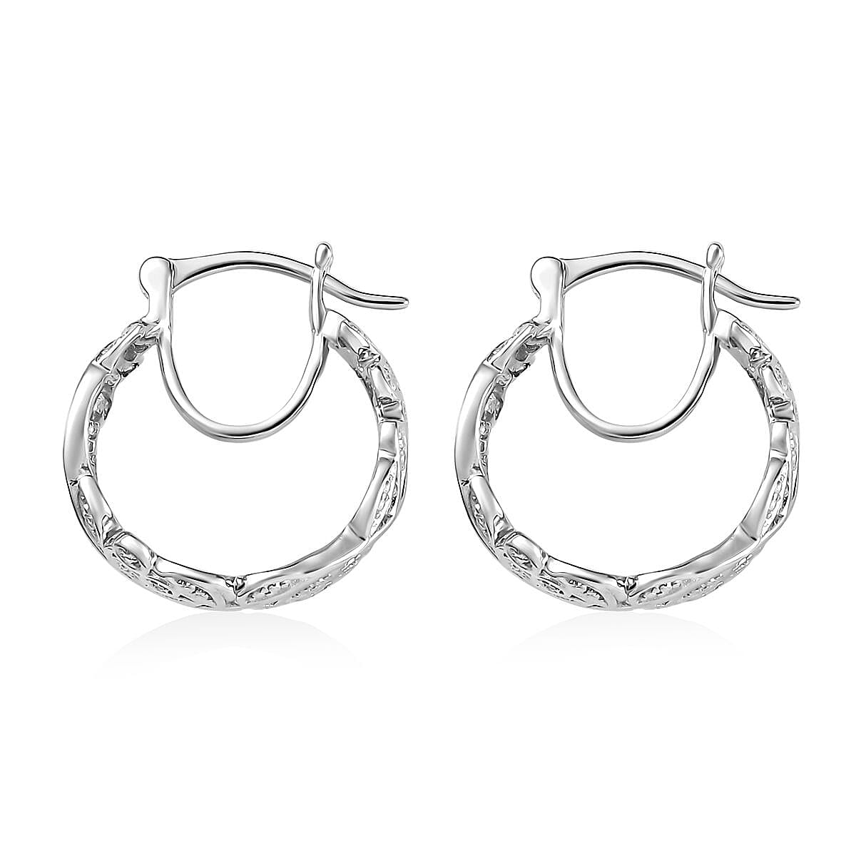 Diamond Accent Hoop Earrings in Platinum Over Sterling Silver