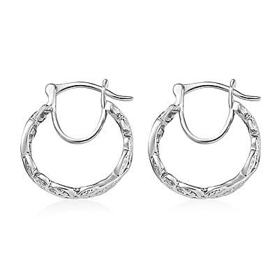 Diamond Accent Hoop Earrings in Platinum Over Sterling Silver