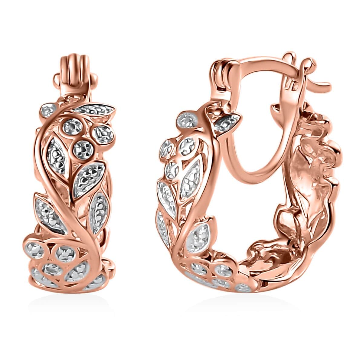 Diamond Accent Hoop Earrings in Vermeil Rose Gold Over Sterling Silver image number 0