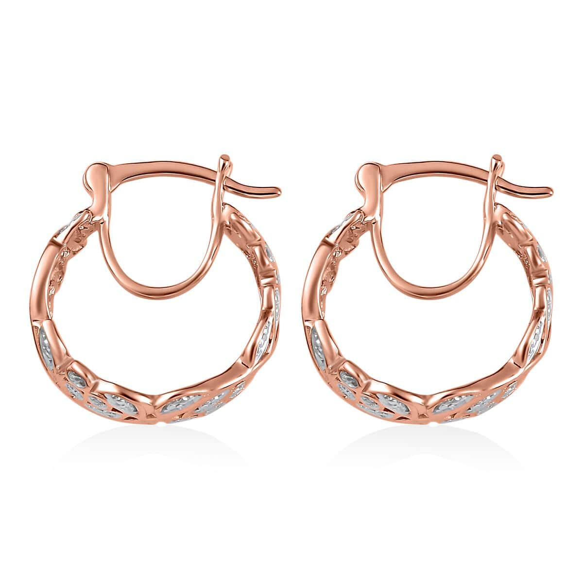 Diamond Accent Hoop Earrings in Vermeil Rose Gold Over Sterling Silver image number 3