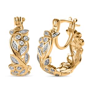 Diamond Accent Hoop Earrings in Vermeil Yellow Gold Over Sterling Silver