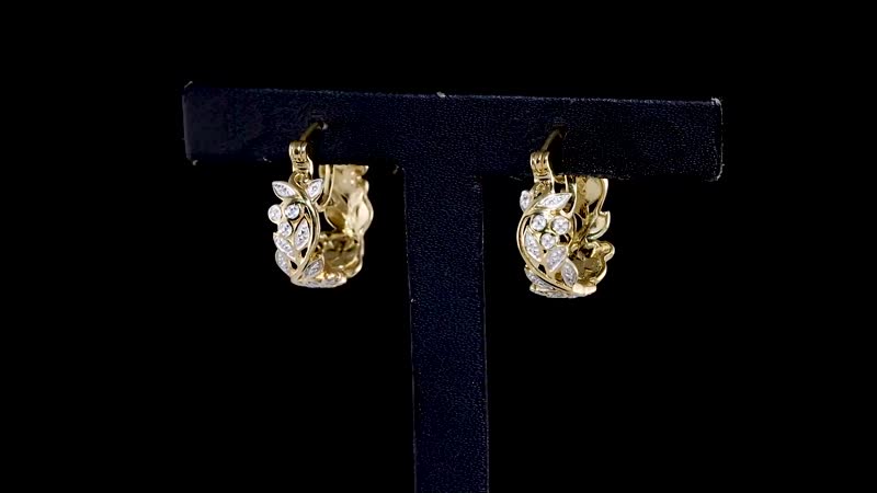 Diamond Accent Hoop Earrings in Vermeil Yellow Gold Over Sterling Silver