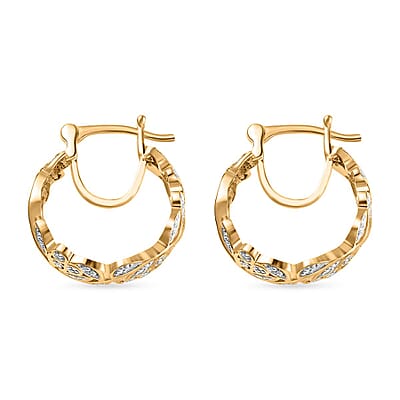 Diamond Accent Hoop Earrings in Vermeil Yellow Gold Over Sterling Silver