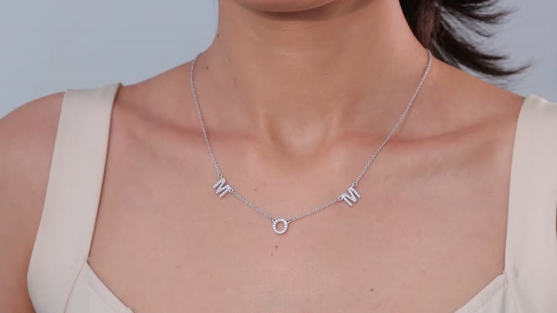 Moissanite MOM Necklace (18 Inches) in Platinum Over Sterling Silver 0.55 ctw
