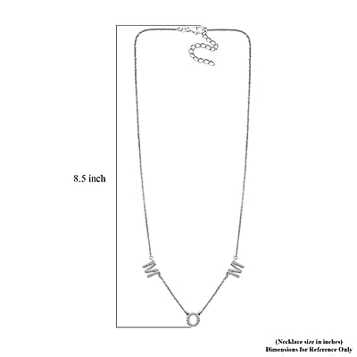Mother's Day Gift Moissanite MOM Necklace 18 Inches in Platinum Over Sterling Silver 0.55 ctw